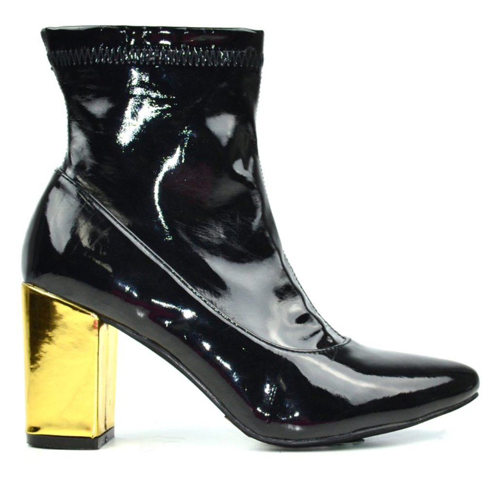 WOMEN'S ANKLE BOOT WITH ACCENT GOLD HEEL